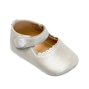 Silver metallic leather elephantito baby MaryJanes